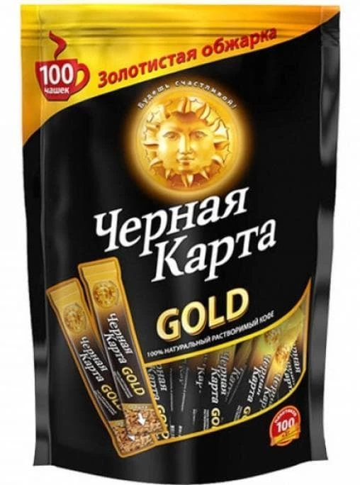 Кофе растворимый Черная карта gold, 2 г 100 штук, Черная карта