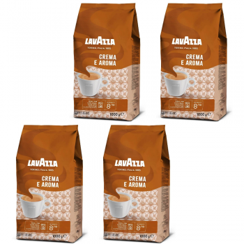 НАБОР ИЗ 4 ШТУК: Кофе в зернах Lavazza Crema e Aroma. ORIGINAL, 80% арабика, 20% робуста, многослойный пакет с клапаном 1 кг * 4 штук, Lavazza