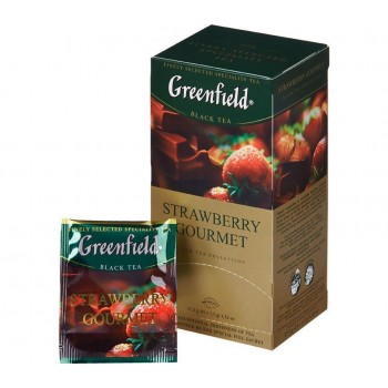 Чай черный Strawberry Gourmet с клубникой, 25 пакетиков, Greenfield