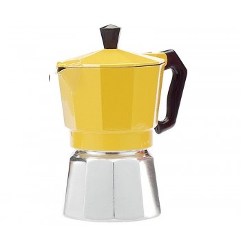 Гейзерная кофеварка на 6 чашек, желтая, алюминий, Buon Caffe
