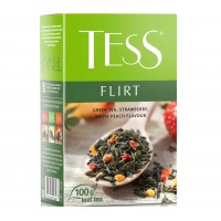 Чай зеленый листовой Flirt с клубникой и ароматом белого персика, 100 г, Tess