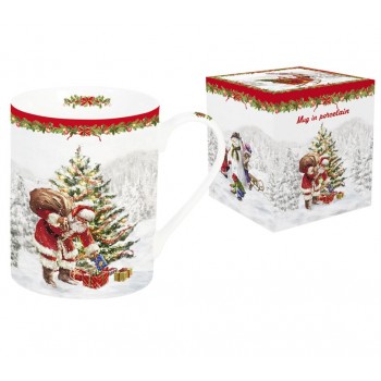 Кружка "Рождественская елка" в подарочной упаковке, 300 мл, белая, фарфор, NUOVA R2S