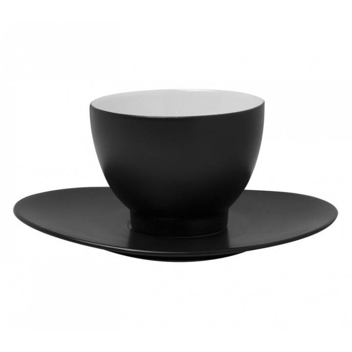 Чашка чайная без ручки, 220 мл, черная матовая, фарфор, серия SALAM, Guy Degrenne