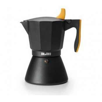 Кофеварка гейзерная на 12 чашек Sensive для индукционных плит, оранжевая ручка, алюминий, Ibili