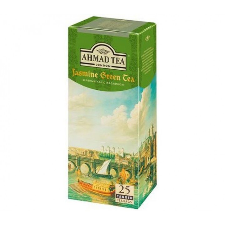 Зеленый чай с жасмином, 25 пакетиков с ярлычками х 2 г, AHMAD TEA