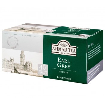 Чай черный с бергамотом Эрл Грей, 40 пакетиков без ярлычков х 2 г, AHMAD TEA
