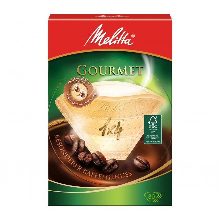 Фильтры бумажные для заваривания кофе Gourmet, 1х4/80, коричневые, Melitta