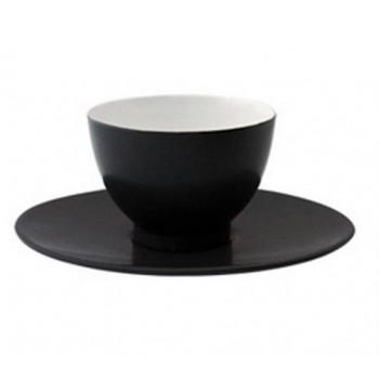 Чашка с блюдцем чайная без ручки, 200 мл, черная матовая, фарфор, серия SALAM, Guy Degrenne