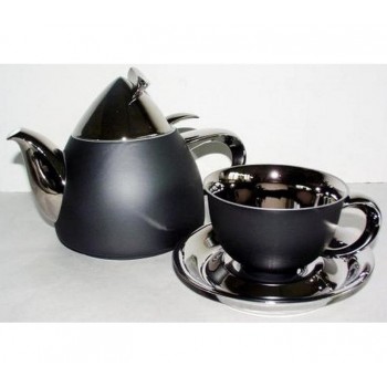 Сервиз чайный с чайником 1.2 л, черный с платиной, фарфор, коллекция Kelt, Rudolf Kampf