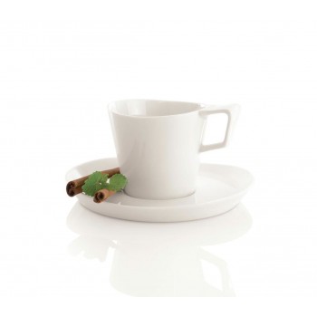 Набор чашек для чая с блюдцем Eclipse, 2 шт., 240 мл, белые, фарфор, BergHOFF