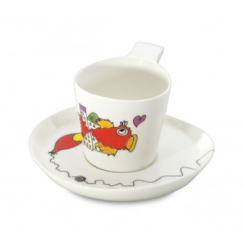 Набор чашек для чая с блюдцем Eclipse ornament, 240 мл, 2 шт., фарфор, BergHOFF