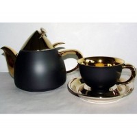 Сервиз чайный с чайником 1.2 л, черный с золотом, фарфор, коллекция Kelt, Rudolf Kampf