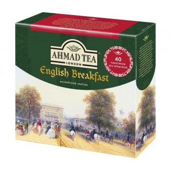 Чай черный Английский завтрак, 40 пакетиков без ярлычков х 2 г, AHMAD TEA