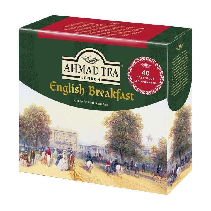 Чай черный Английский завтрак, 40 пакетиков без ярлычков х 2 г, AHMAD TEA
