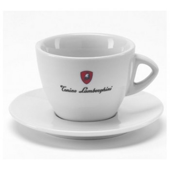 Большая кофе чашка с блюдцем, белая, Tonino Lamborghini