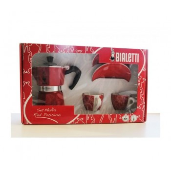 Подарочный набор: MOKA RED PASSION красная 3 чашки + 2 красные кофейные пары, Bialetti