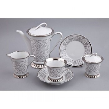 Сервиз чайный на 6 персон 0.2 л, платина, фарфор, коллекция Byzantine, Rudolf Kampf
