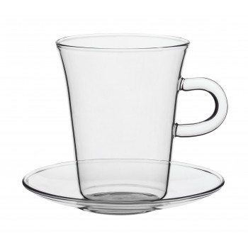 Чашка с блюдцем Glass Duo, 250 мл, прозрачная, стекло