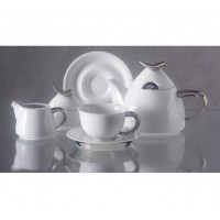 Сервиз чайный с чайником 1.2 л, белый с платиной, фарфор, коллекция Kelt, Rudolf Kampf
