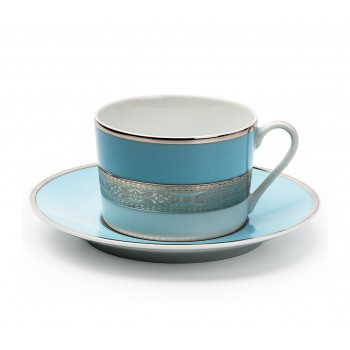Набор чайных пар Monaco Bleu Turquoise, 6 шт., 220 мл, фарфор, коллекция Mimosa, La Maree