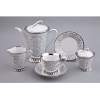 Сервиз чайный на 6 персон 0.2 л в подарочной упаковке, платина, фарфор, коллекция Byzantine, Rudolf Kampf