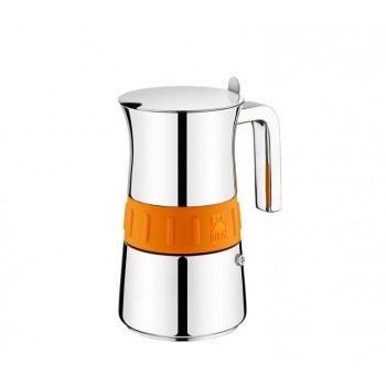 Кофеварка гейзерная Elegance Induction Orange на 4 чашки, BRA