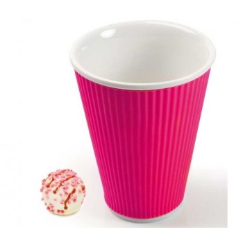 Чашка Ondules, 300 мл, розовая, фаянсовая керамика, Les Artistes-Paris