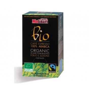 Кофе молотый в чалдах ORGANIC & FAIRTRADE, порционный, 100% арабика, картонная упаковка 7г.х18шт., Molinari