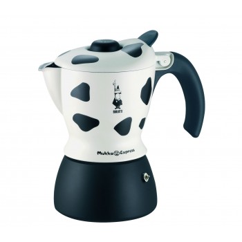 Гейзерная кофеварка MUKKA EXPRESS MACULATA на 2 чашки 220 мл, бело-черная, алюминий, Bialetti