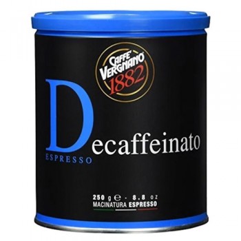 Кофе молотый Decaffeinated (без кофеина), банка 250 г, Vergnano
