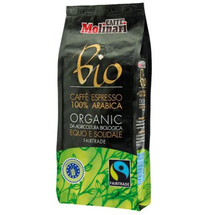 Кофе в зернах «BIO ORGANIC FAIRTRADE», 100% арабика, пакет 0.5 кг, Molinari