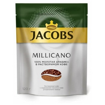 Кофе растворимый, JACOBS MONARCH MILLICANO сублимированный жареный молотый, 120г, JACOBS