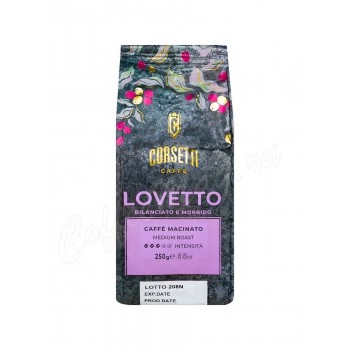 Кофе молотый LOVETTO 100% натур, пакет 250 г, CORSETTI