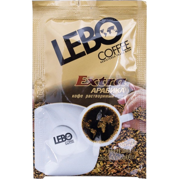 Кофе растворимый Lebo extra арабика, 25 пакетиков по 2 г,Lebo