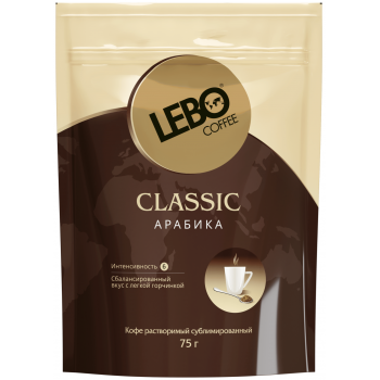 Кофе растворимый сублимированный Lebo Classic, 75 г, Lebo
