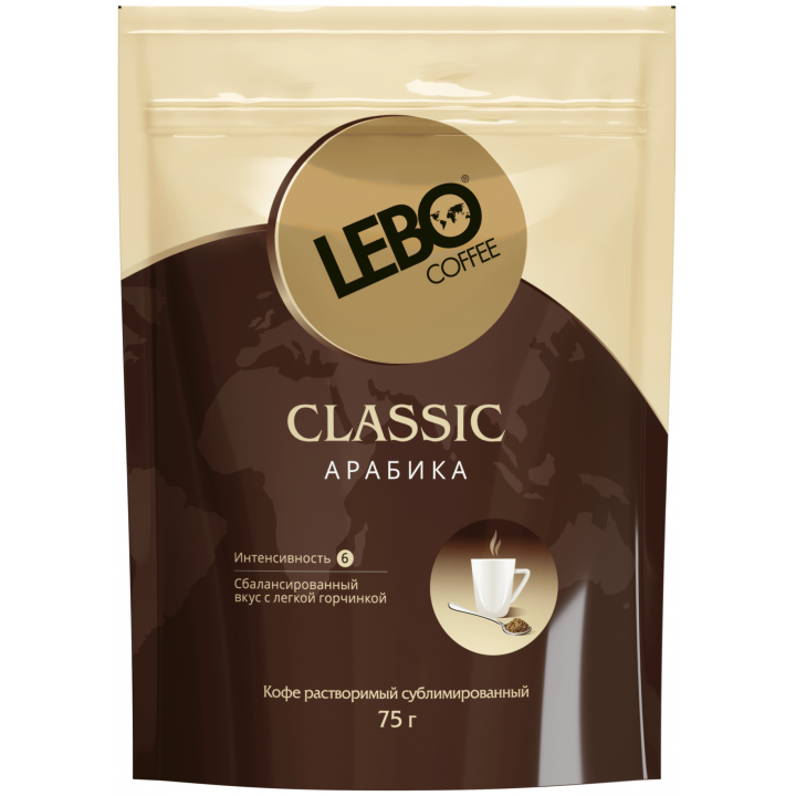 Кофе растворимый сублимированный Lebo Classic, , 75 гClassic  75 г субл. Пакет