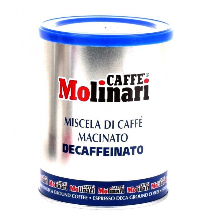 Кофе молотый CINQUE STELLE DECAFFEINATO, железная банка 250 г, Molinari