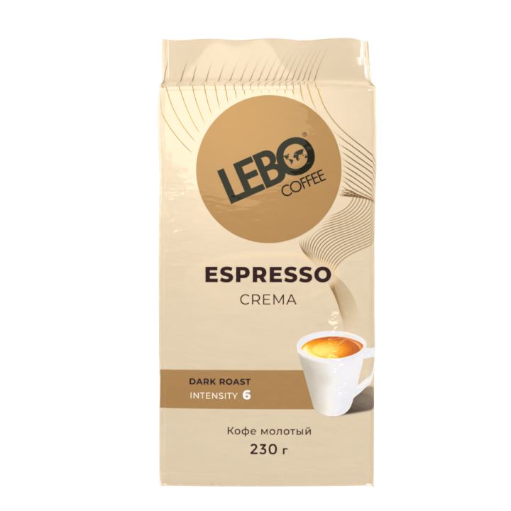 Кофе молотый Espresso CREMA брикет 230г, Lebo