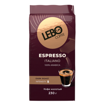 Кофе молотый Espresso ITALIANO брикет 230г, Lebo