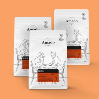 Кофе в зернах ароматизированный Мокко, 200 г, Amado