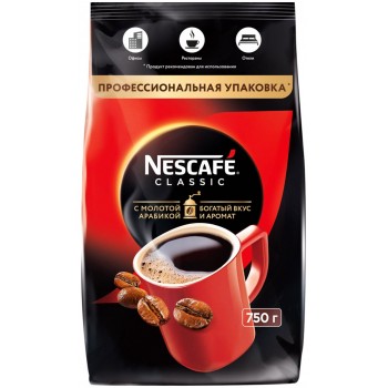 Кофе растворимый с добавлением молотого Nescafe classic 100%, 750 г, Nescafe