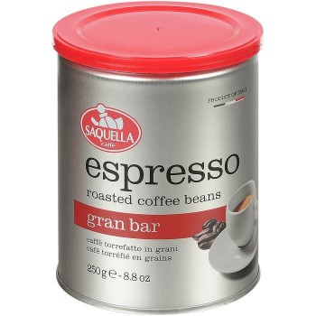 Кофе в зернах Espresso Gran Bar, банка 250 г, Saquella