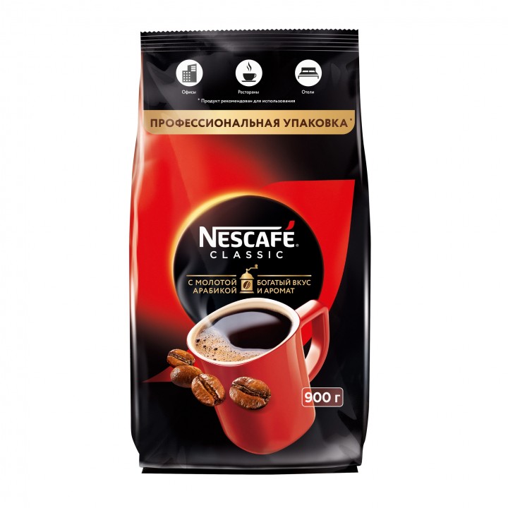 Кофе растворимый с добавлением молотого Nescafe classic 100%, 900 г, Nescafe