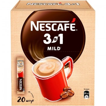 Кофе растворимый в пакетиках 3-в-1 Мягкий, 20 шт по 14.5 г, Nescafe