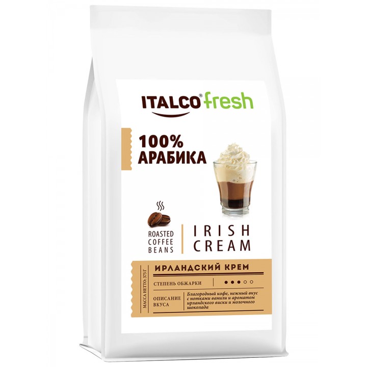 Кофе в зернах ароматизированный Irish cream (Ирландский крем), пакет 375 г, Italco