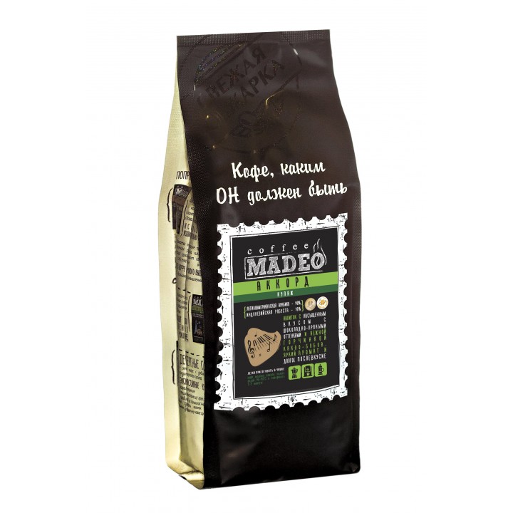 Кофе в зернах Аккорд, пакет 200 г, Madeo