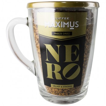 Кофе растворимый сублимированный в стеклянной кружке NERO, 70 г, Maximus