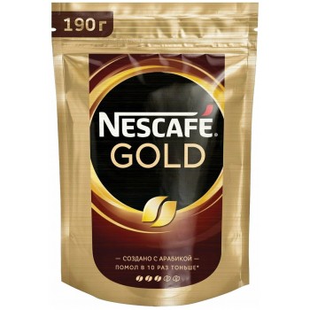Кофе растворимый Nescafe gold, пакет 190 г, Nescafe