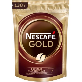 Кофе растворимый Nescafe Gold сублимированный с добавлением молотого, 130 г, Nescafe