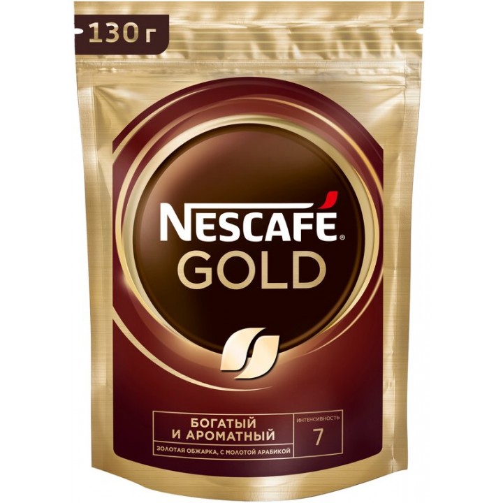 Кофе растворимый Nescafe Gold сублимированный с добавлением молотого, 130 г, Nescafe